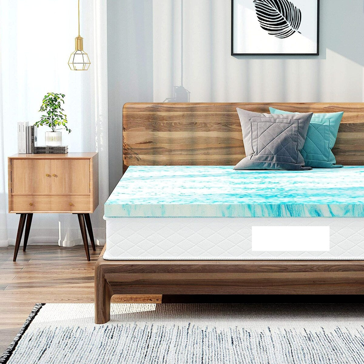 Coprimaterasso in memory foam con gel rinfrescante da 4 pollici, coprimaterasso in schiuma ventilata con CertiPUR-US