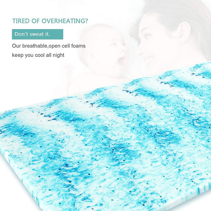 Coprimaterasso in memory foam con gel rinfrescante da 4 pollici, coprimaterasso in schiuma ventilata con CertiPUR-US