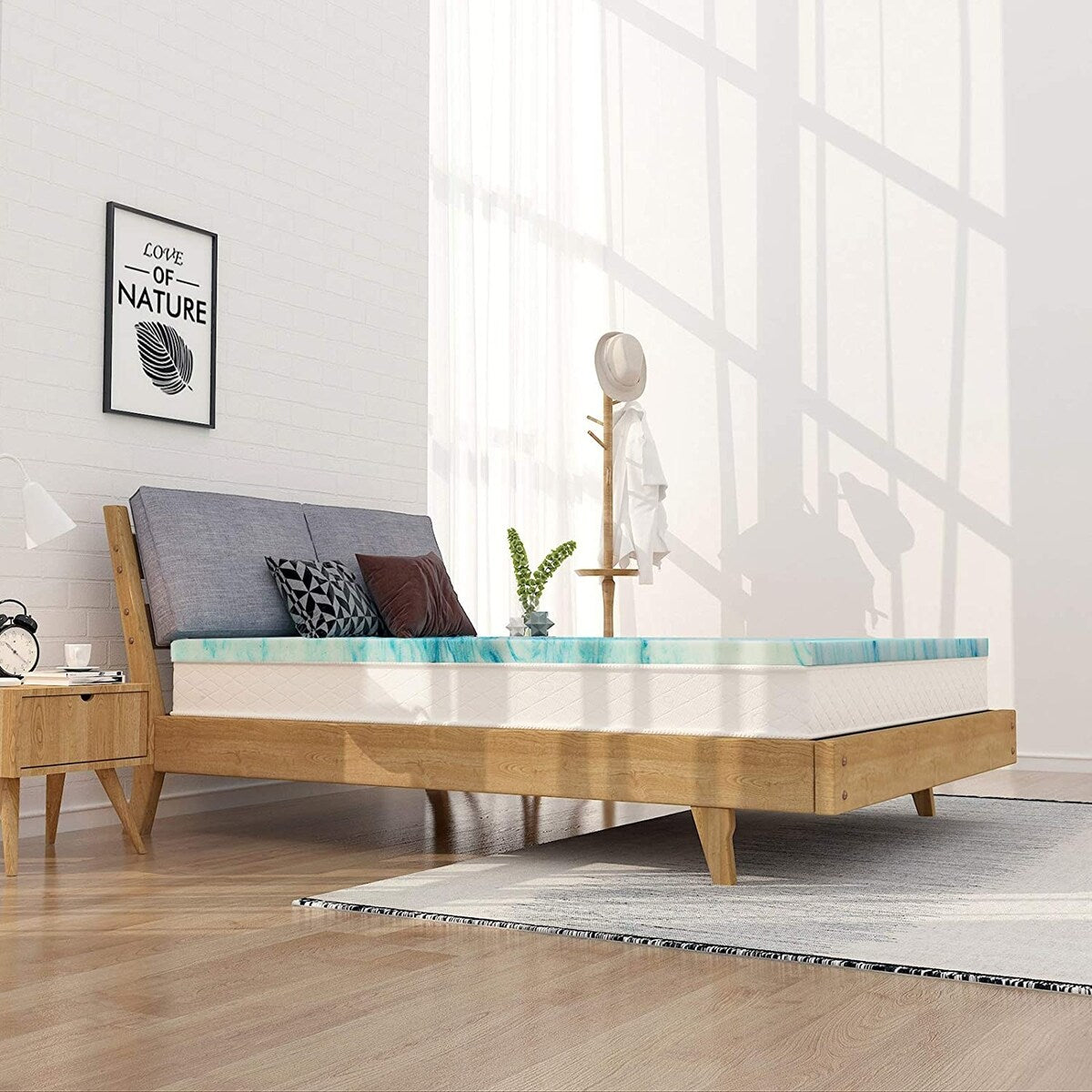 Coprimaterasso in memory foam con gel rinfrescante da 4 pollici, coprimaterasso in schiuma ventilata con CertiPUR-US