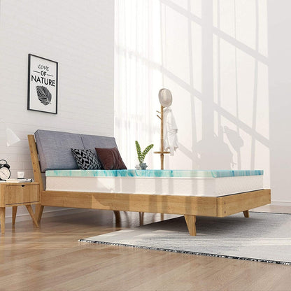 Coprimaterasso in memory foam con gel rinfrescante da 4 pollici, coprimaterasso in schiuma ventilata con CertiPUR-US