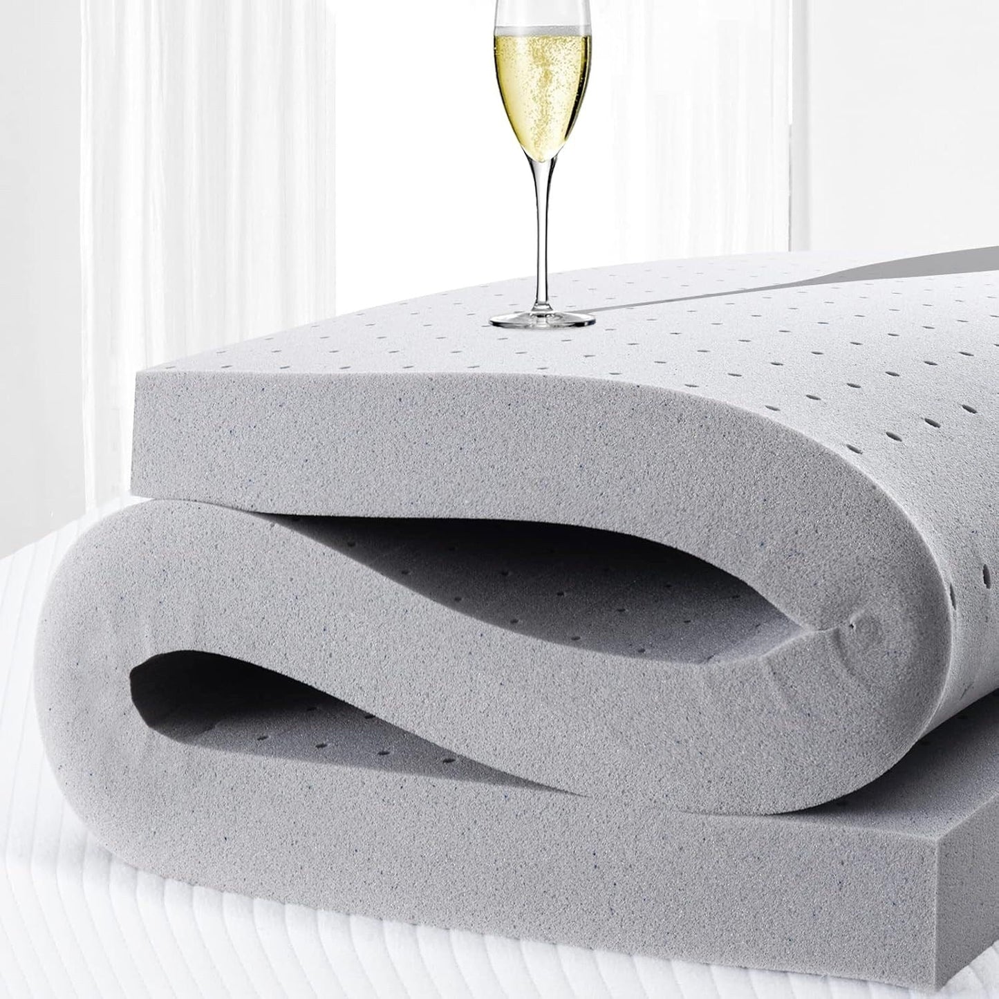 Coprimaterasso matrimoniale da 4 pollici, coprimaterasso in memory foam in gel per letto matrimoniale, per un sonno morbido e rinfrescante, allevia la pressione