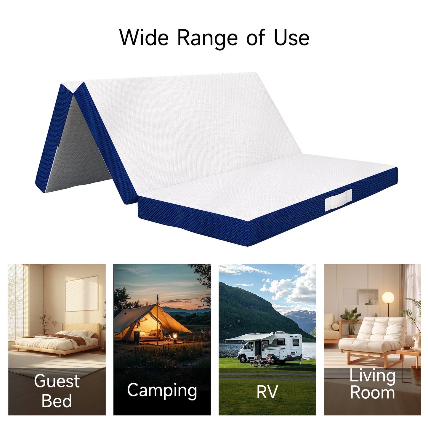 Materasso in memory foam rinfrescante pieghevole in tre parti da 4 pollici