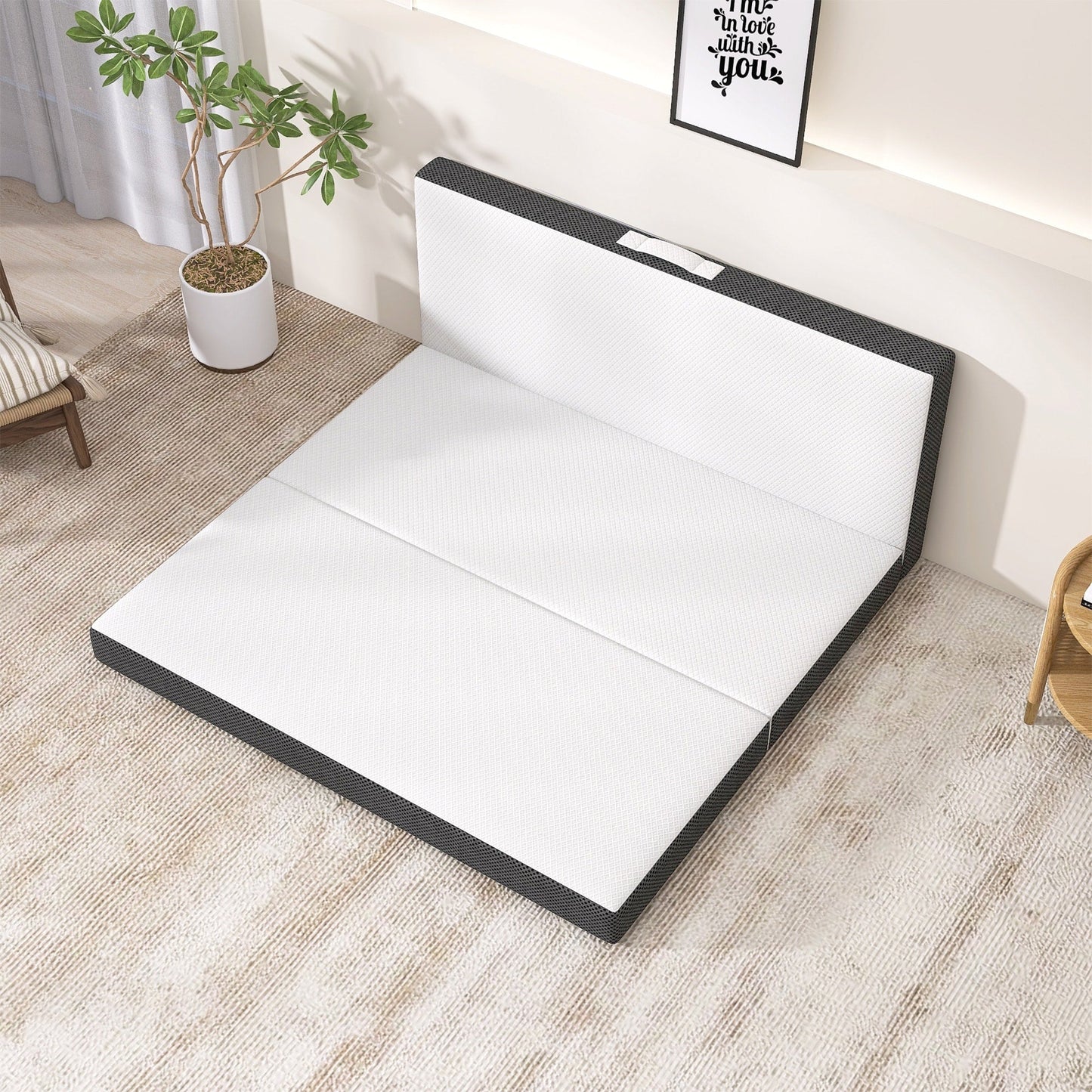 Materasso in memory foam rinfrescante pieghevole in tre parti da 4 pollici