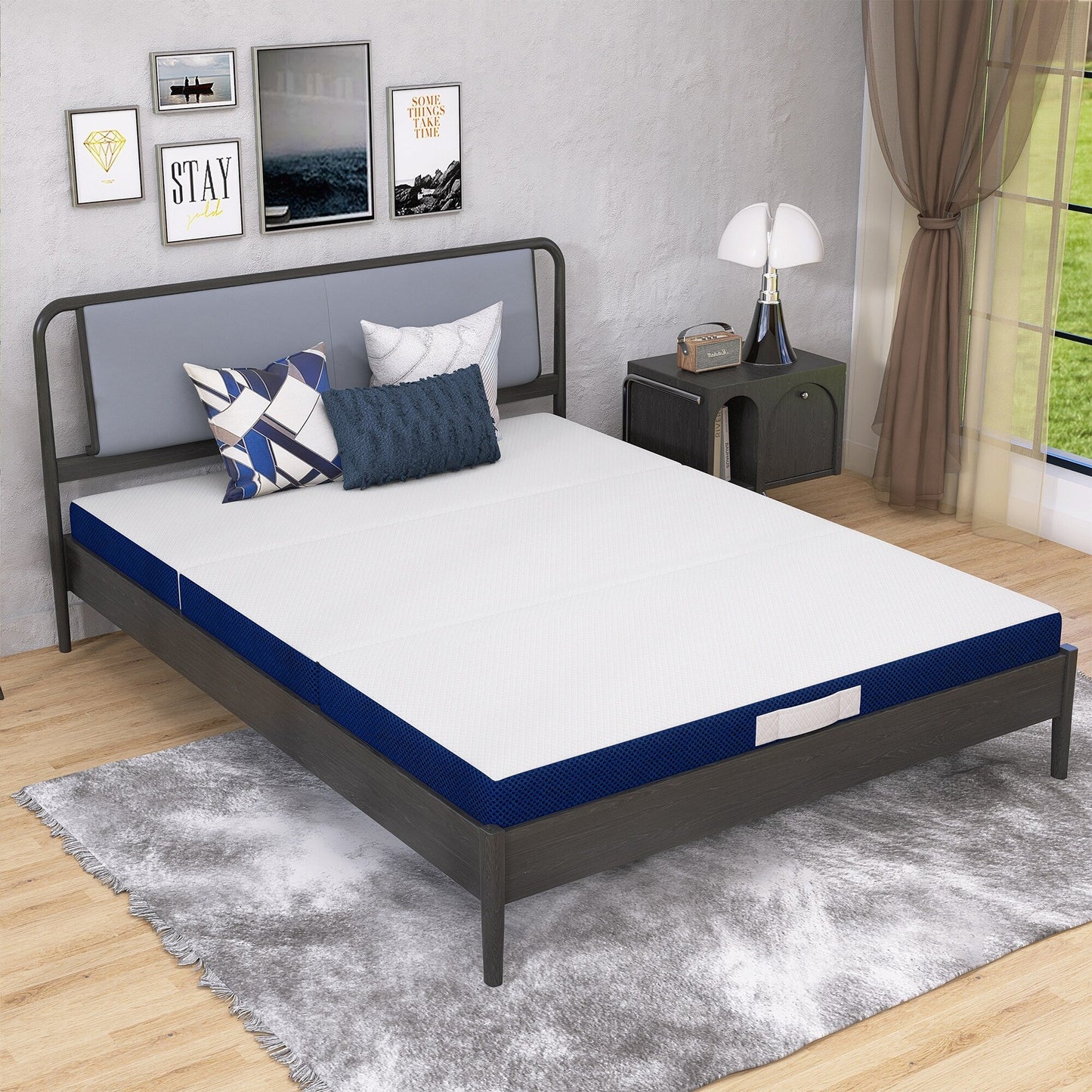 Materasso in memory foam rinfrescante pieghevole in tre parti da 4 pollici