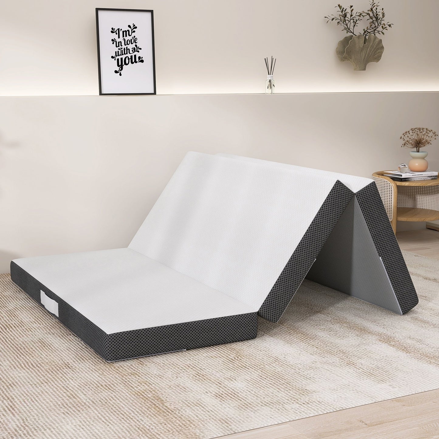Materasso in memory foam rinfrescante pieghevole in tre parti da 4 pollici