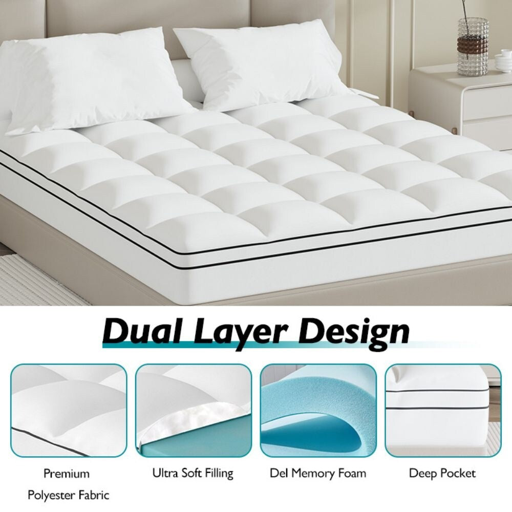 Coprimaterassi in memory foam bianco da 4 pollici