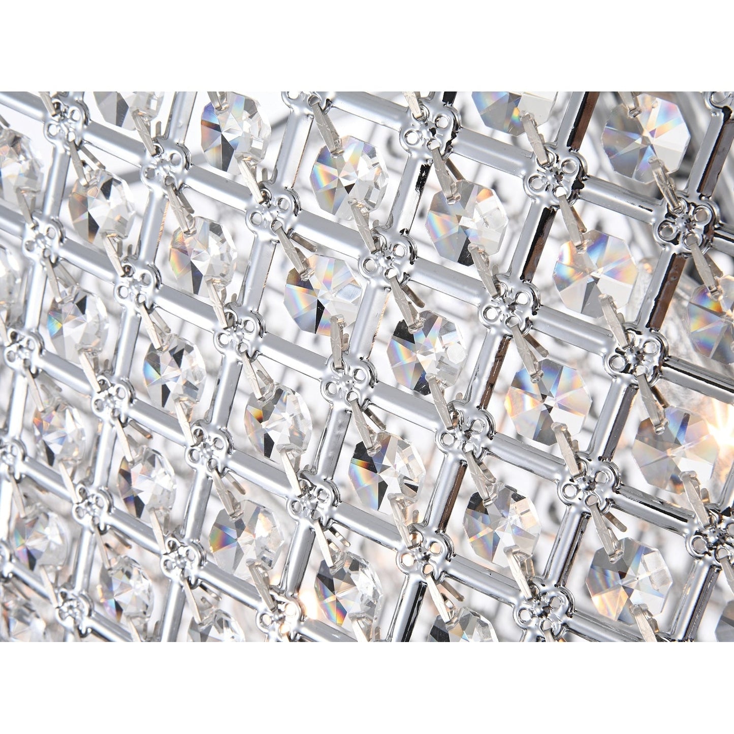 Lampadario a tamburo con perline rotonde e cristalli pendenti