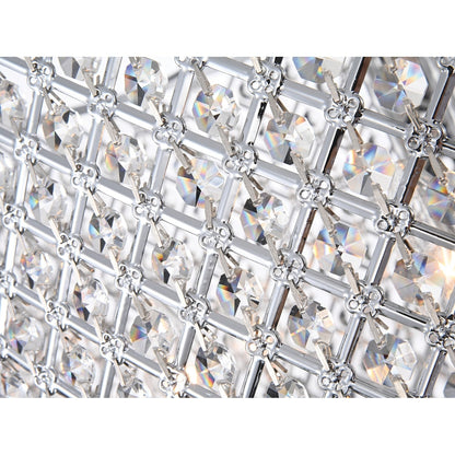 Lampadario a tamburo con perline rotonde e cristalli pendenti