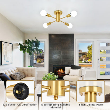 Lampada da soffitto industriale a 4 luci con montaggio a semi-incasso per cucina, sala da pranzo, camera da letto, studio, soggiorno - N/D