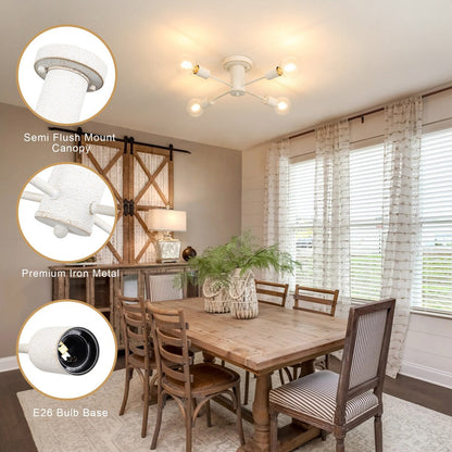 Lampada da soffitto industriale a 4 luci con montaggio a semi-incasso per cucina, sala da pranzo, camera da letto, studio, soggiorno - N/D