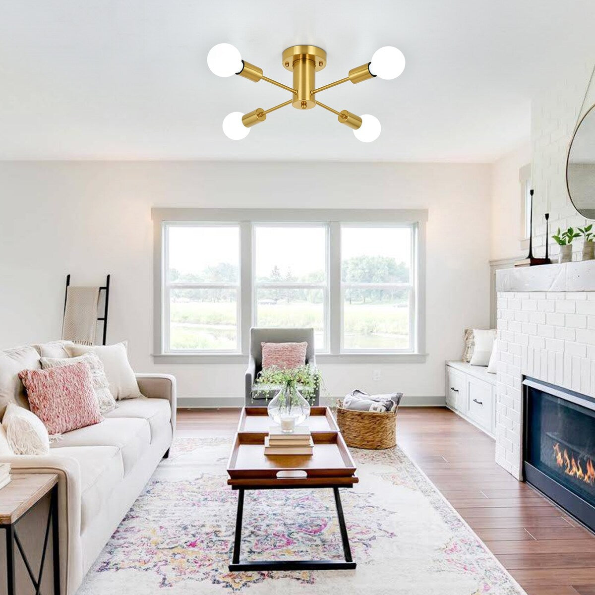 Lampada da soffitto industriale a 4 luci con montaggio a semi-incasso per cucina, sala da pranzo, camera da letto, studio, soggiorno - N/D