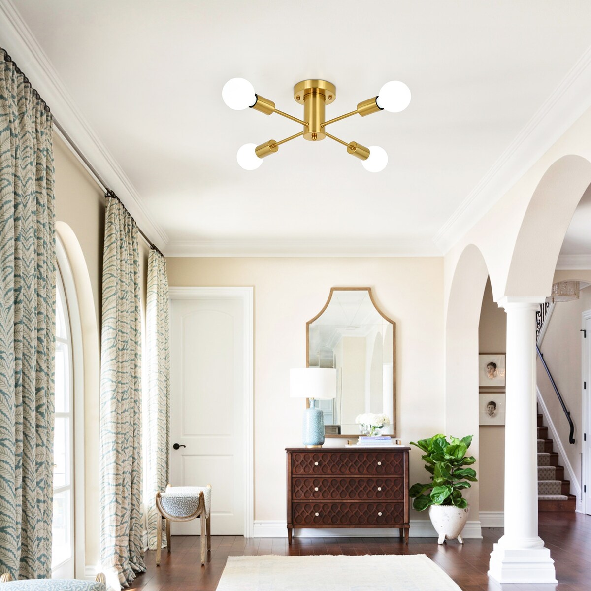 Lampada da soffitto industriale a 4 luci con montaggio a semi-incasso per cucina, sala da pranzo, camera da letto, studio, soggiorno - N/D