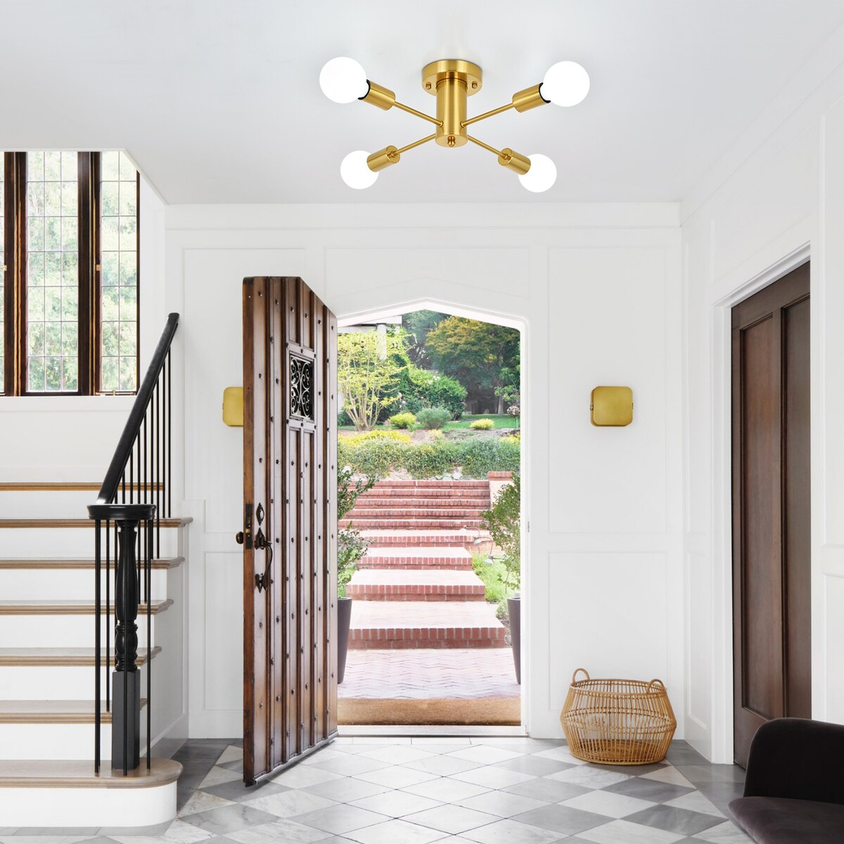 Lampada da soffitto industriale a 4 luci con montaggio a semi-incasso per cucina, sala da pranzo, camera da letto, studio, soggiorno - N/D