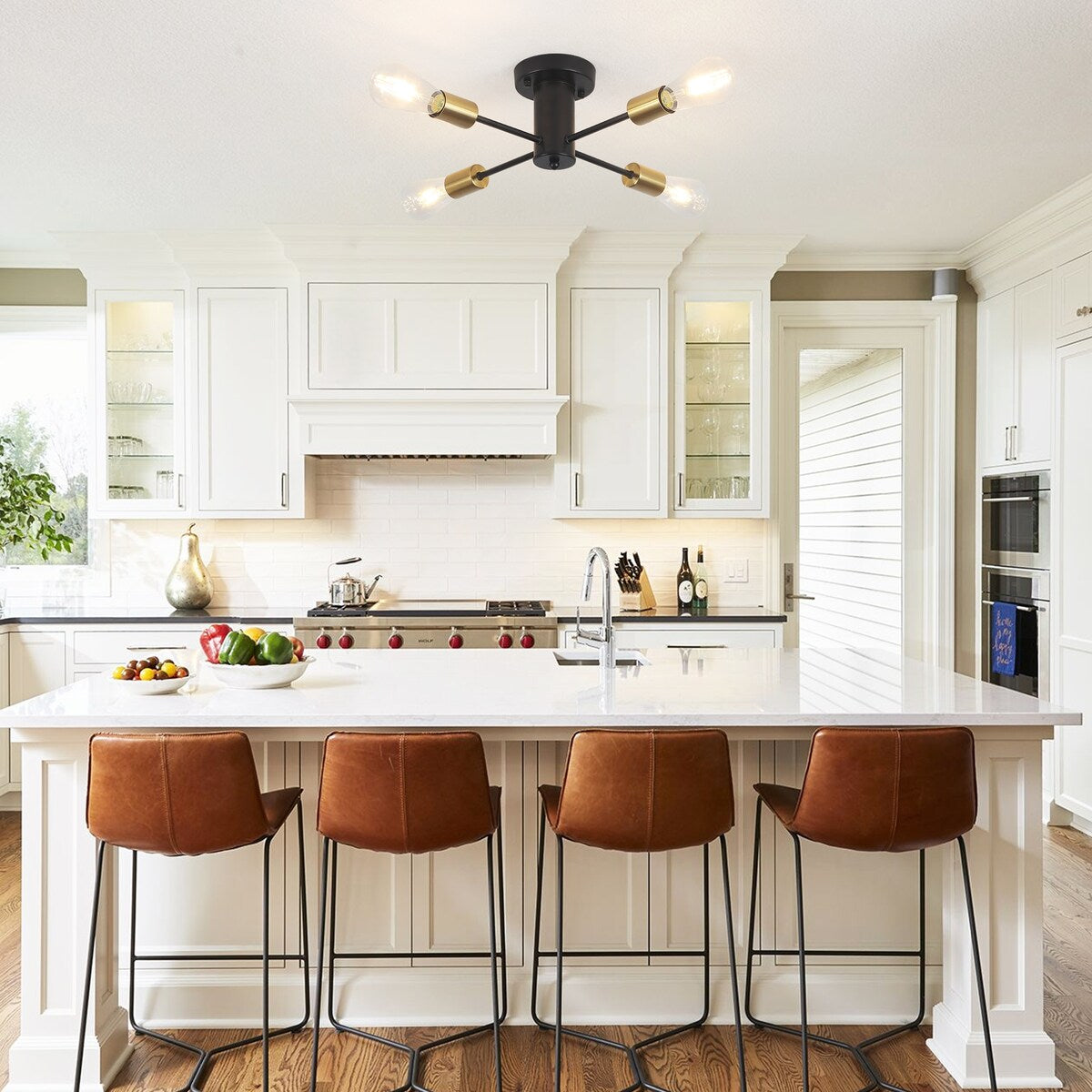 Lampada da soffitto industriale a 4 luci con montaggio a semi-incasso per cucina, sala da pranzo, camera da letto, studio, soggiorno - N/D