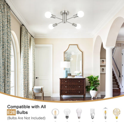 Lampada da soffitto industriale a 4 luci con montaggio a semi-incasso per cucina, sala da pranzo, camera da letto, studio, soggiorno - N/D