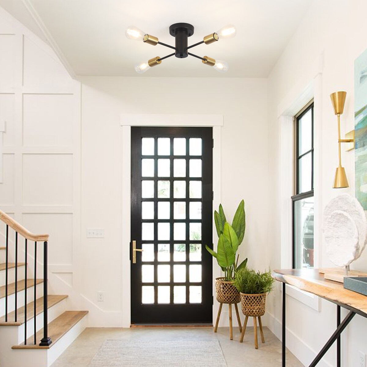 Lampada da soffitto industriale a 4 luci con montaggio a semi-incasso per cucina, sala da pranzo, camera da letto, studio, soggiorno - N/D