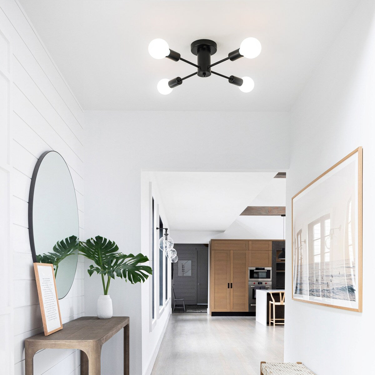 Lampada da soffitto industriale a 4 luci con montaggio a semi-incasso per cucina, sala da pranzo, camera da letto, studio, soggiorno - N/D