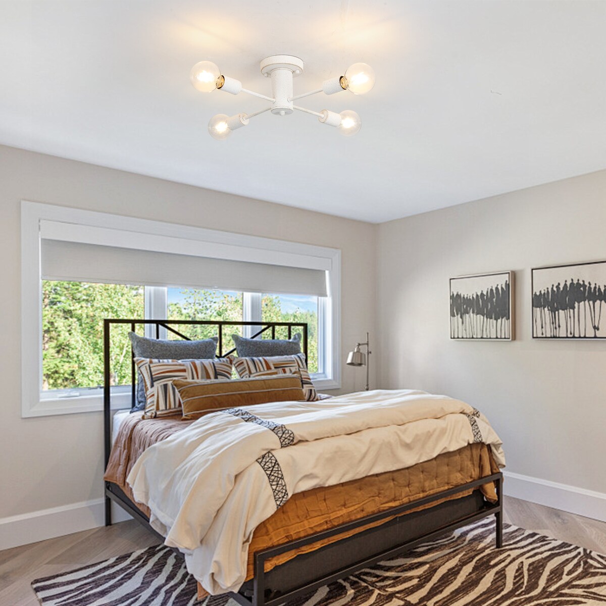 Lampada da soffitto industriale a 4 luci con montaggio a semi-incasso per cucina, sala da pranzo, camera da letto, studio, soggiorno - N/D