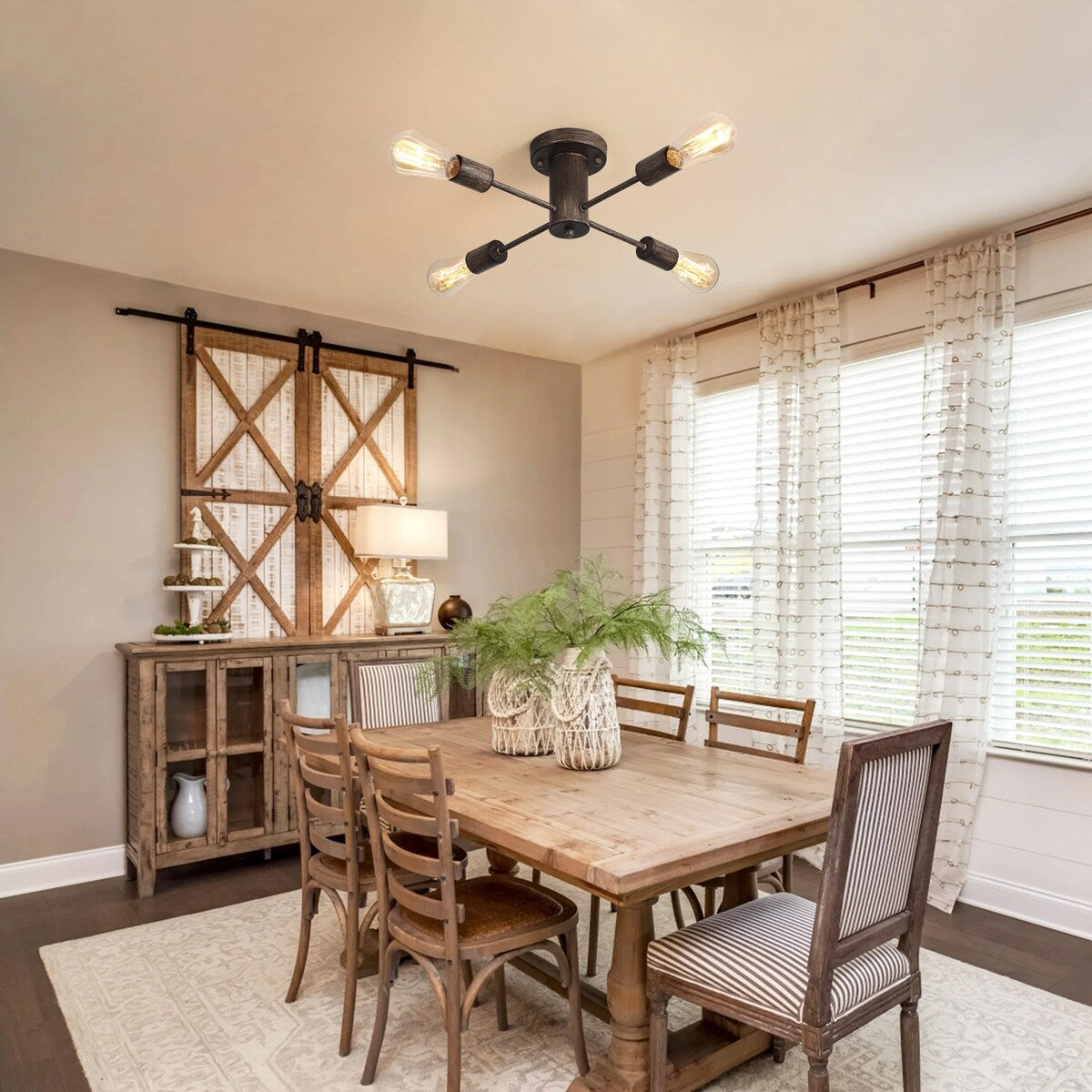 Lampada da soffitto industriale a 4 luci con montaggio a semi-incasso per cucina, sala da pranzo, camera da letto, studio, soggiorno - N/D