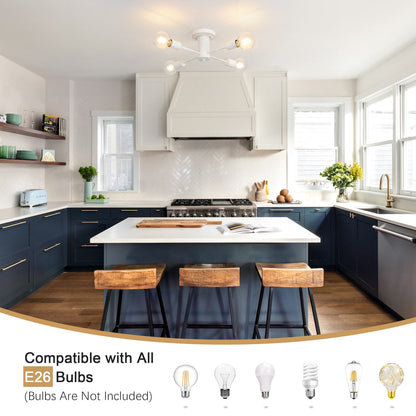 Lampada da soffitto industriale a 4 luci con montaggio a semi-incasso per cucina, sala da pranzo, camera da letto, studio, soggiorno - N/D