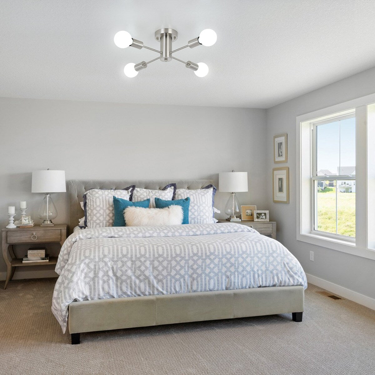 Lampada da soffitto industriale a 4 luci con montaggio a semi-incasso per cucina, sala da pranzo, camera da letto, studio, soggiorno - N/D