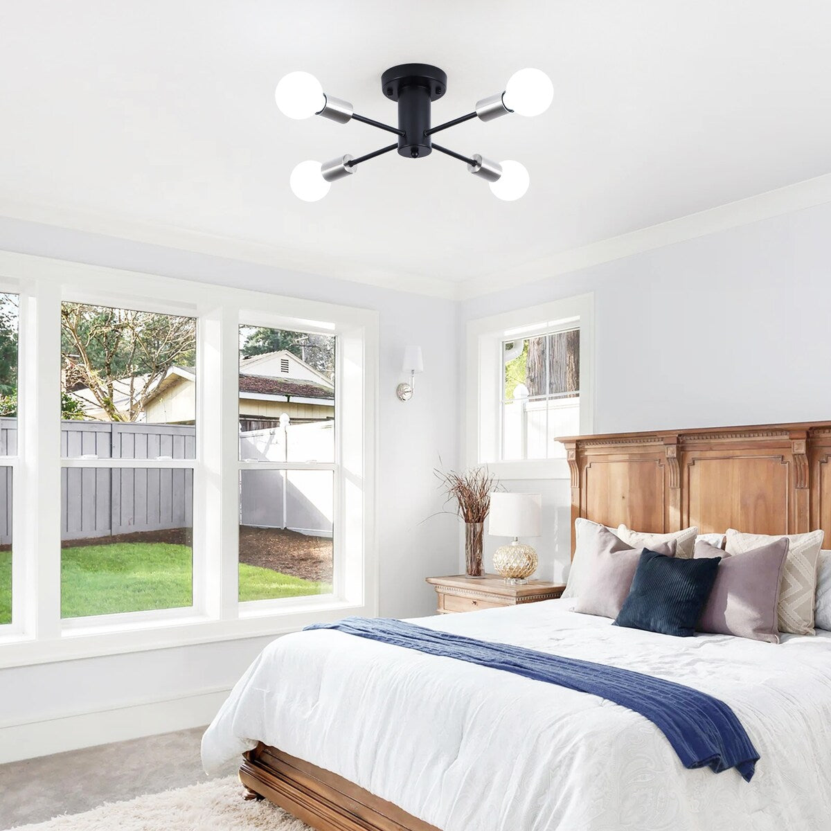 Lampada da soffitto industriale a 4 luci con montaggio a semi-incasso per cucina, sala da pranzo, camera da letto, studio, soggiorno - N/D