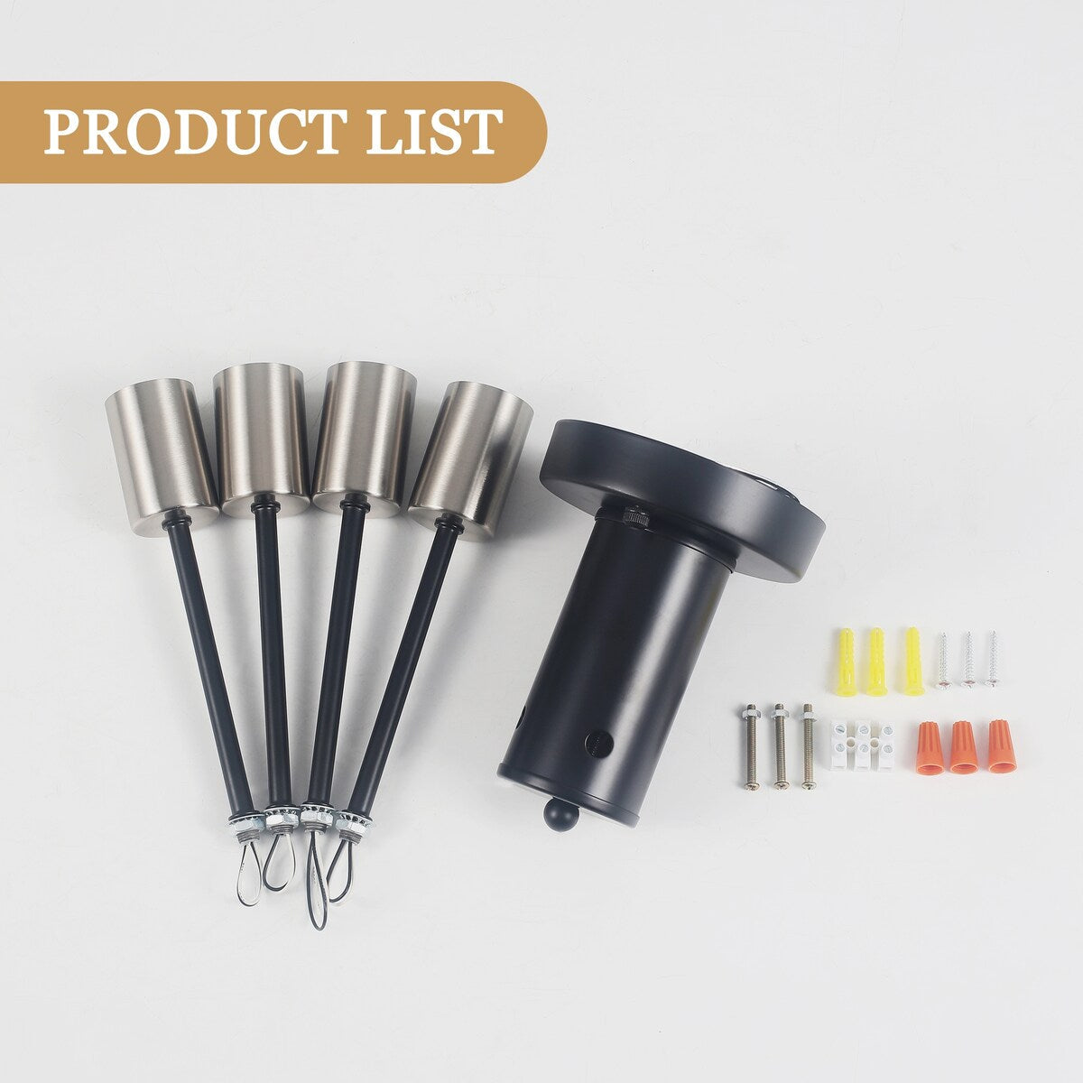 Lampada da soffitto industriale a 4 luci con montaggio a semi-incasso per cucina, sala da pranzo, camera da letto, studio, soggiorno - N/D