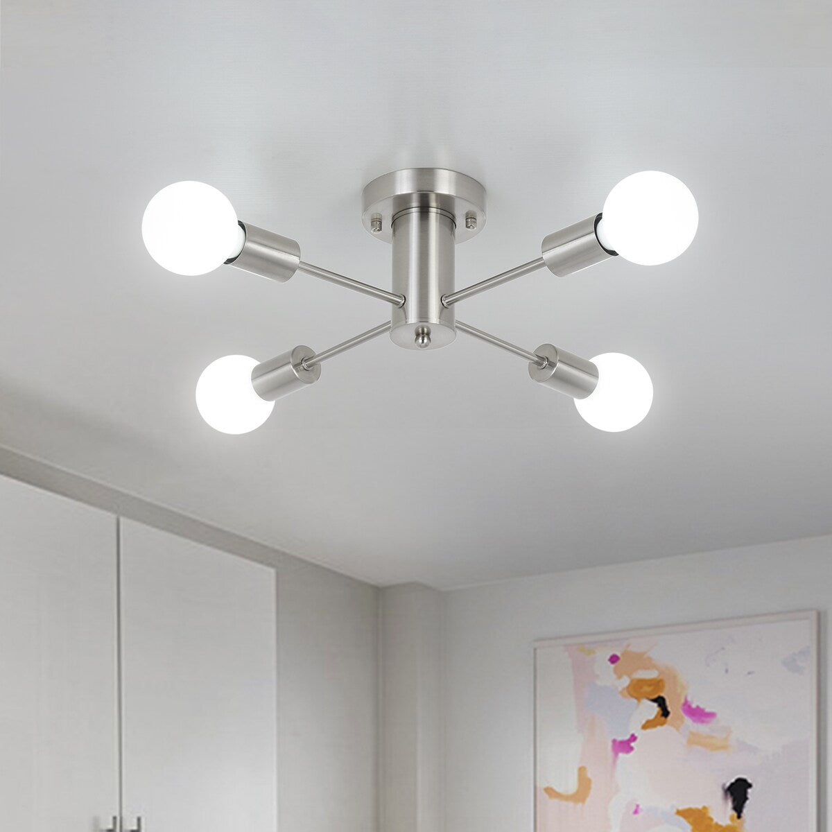 Lampada da soffitto industriale a 4 luci con montaggio a semi-incasso per cucina, sala da pranzo, camera da letto, studio, soggiorno - N/D