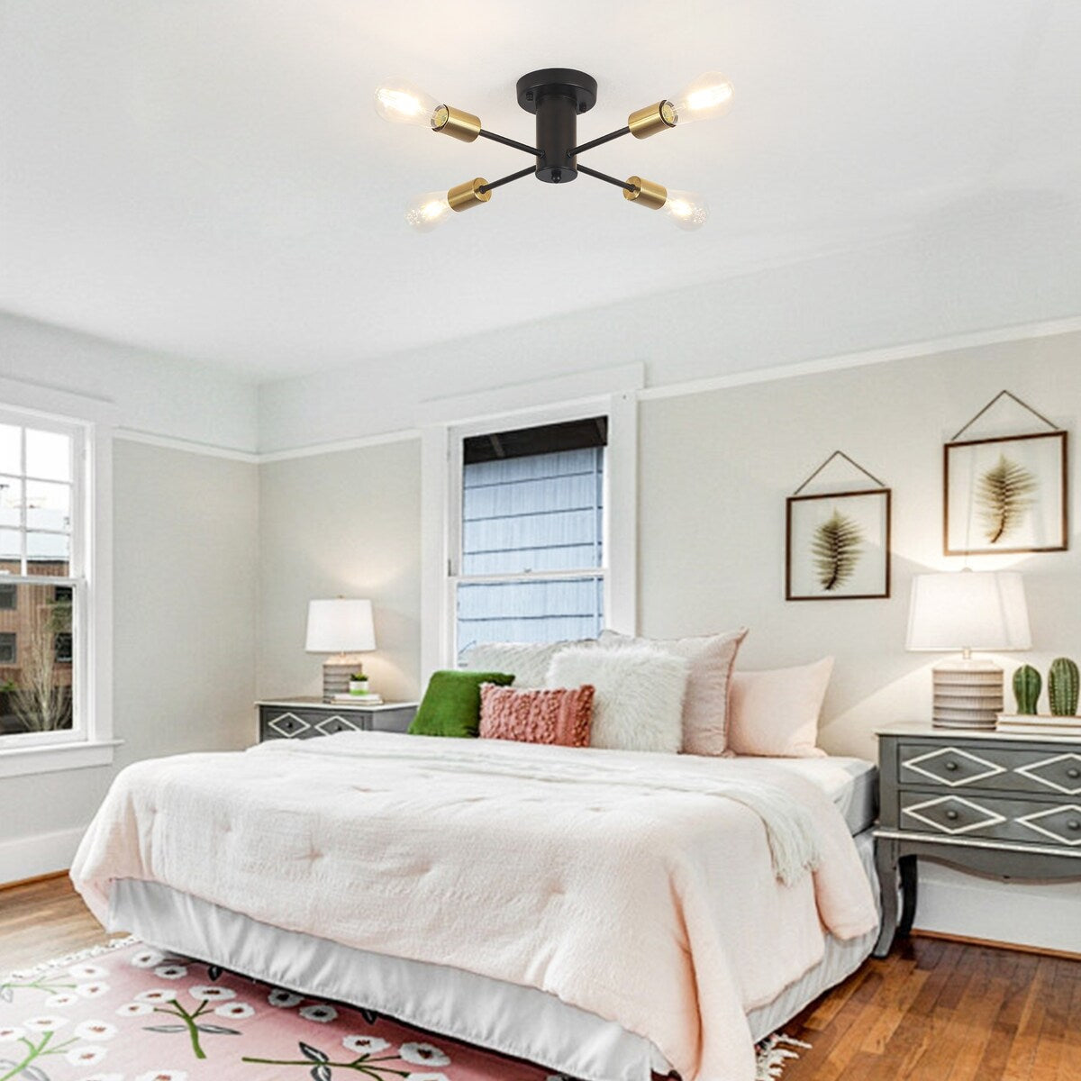 Lampada da soffitto industriale a 4 luci con montaggio a semi-incasso per cucina, sala da pranzo, camera da letto, studio, soggiorno - N/D