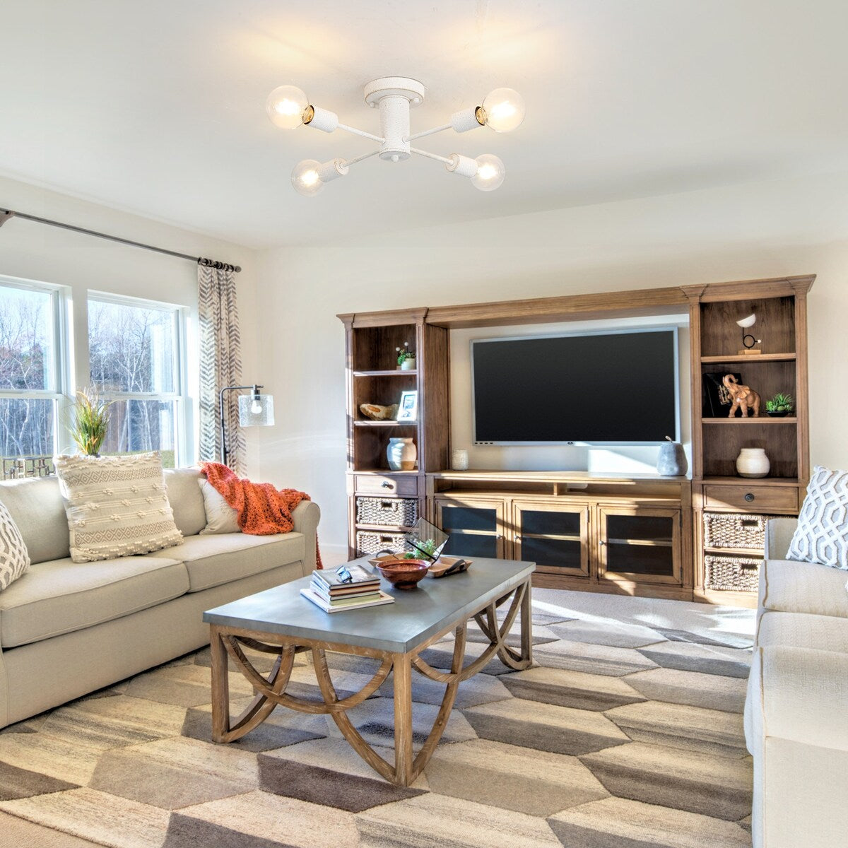 Lampada da soffitto industriale a 4 luci con montaggio a semi-incasso per cucina, sala da pranzo, camera da letto, studio, soggiorno - N/D