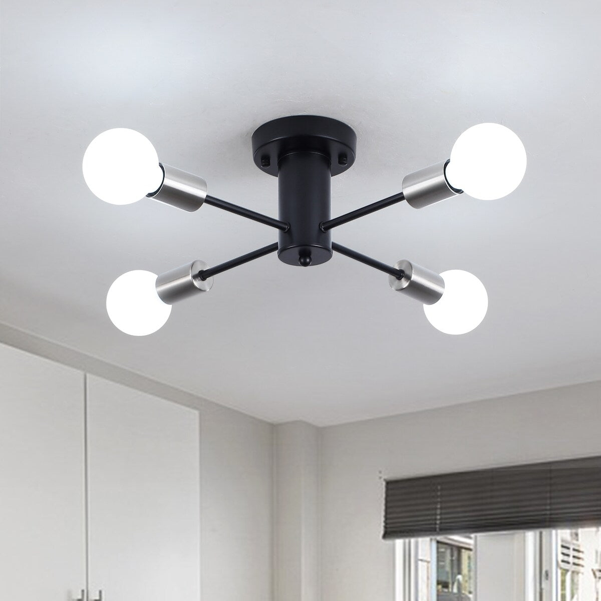Lampada da soffitto industriale a 4 luci con montaggio a semi-incasso per cucina, sala da pranzo, camera da letto, studio, soggiorno - N/D