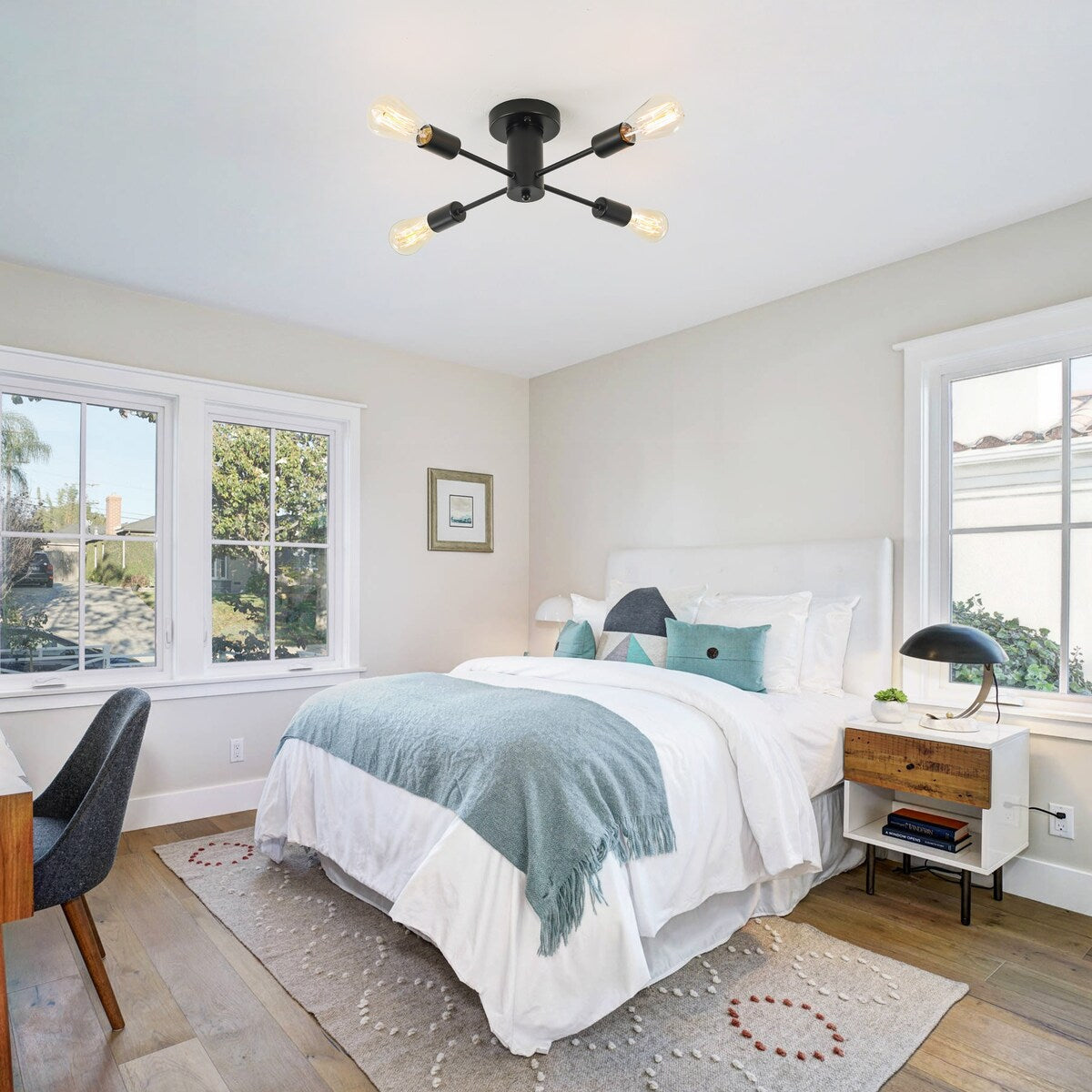 Lampada da soffitto industriale a 4 luci con montaggio a semi-incasso per cucina, sala da pranzo, camera da letto, studio, soggiorno - N/D