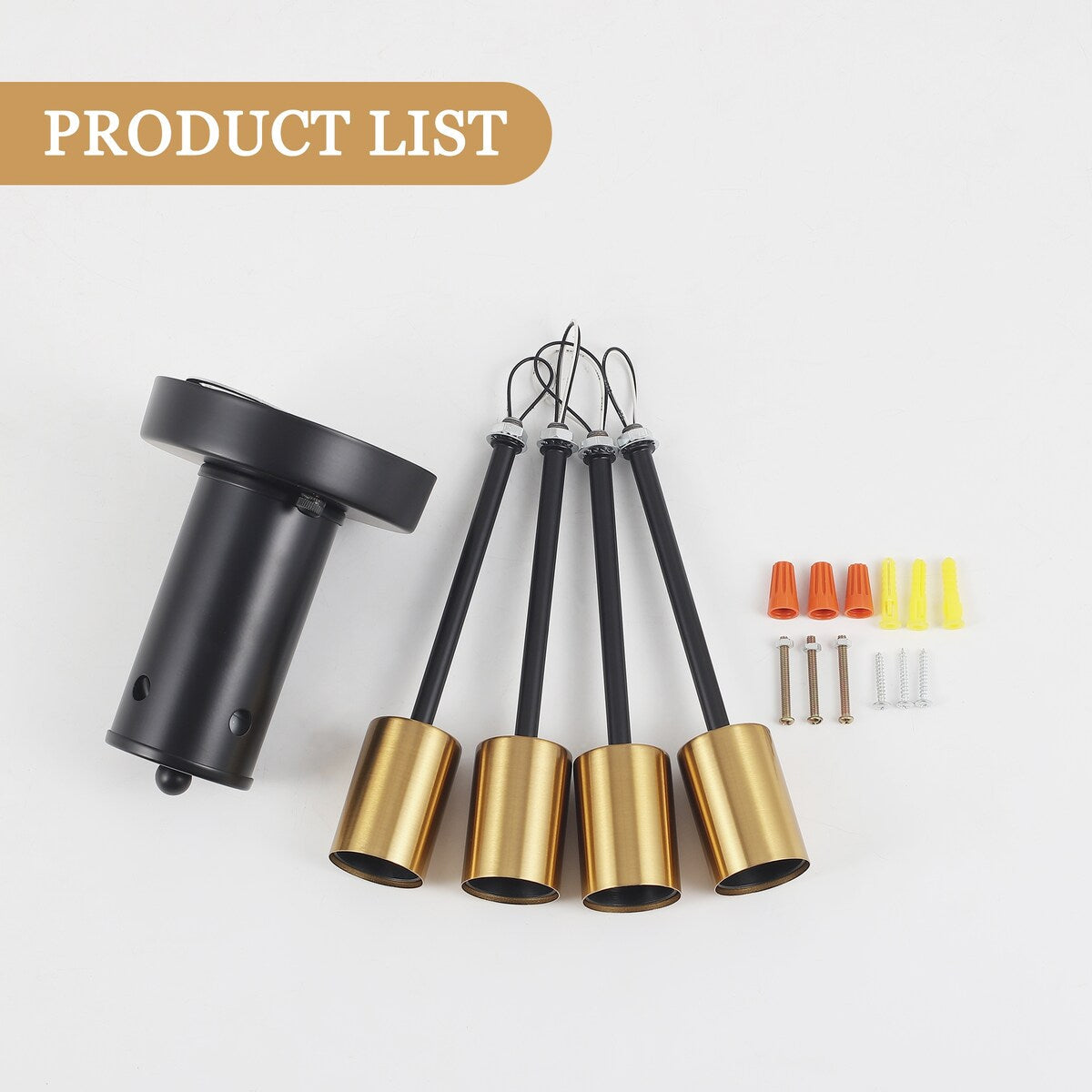 Lampada da soffitto industriale a 4 luci con montaggio a semi-incasso per cucina, sala da pranzo, camera da letto, studio, soggiorno - N/D