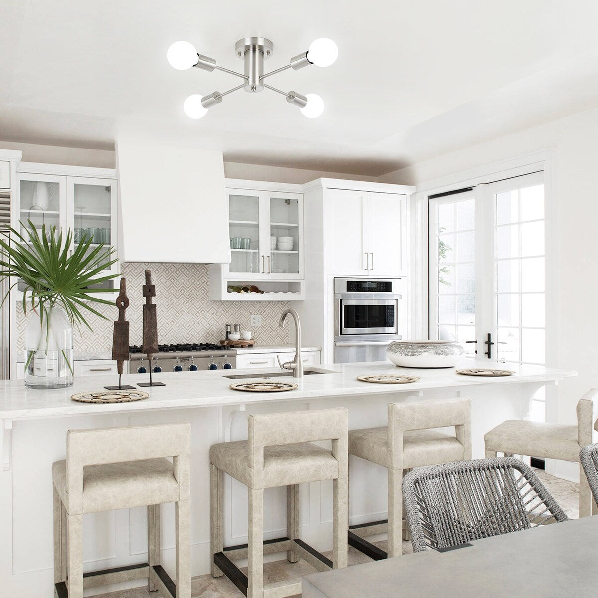 Lampada da soffitto industriale a 4 luci con montaggio a semi-incasso per cucina, sala da pranzo, camera da letto, studio, soggiorno - N/D