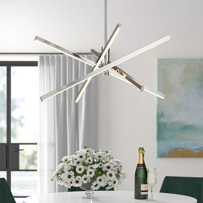 Lampadario a sospensione lineare Sputnik in alluminio moderno nero/oro a LED per soggiorno/sala da pranzo/cucina