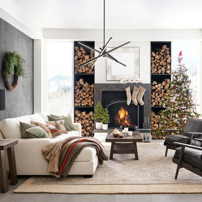 Lampadario a sospensione lineare Sputnik in alluminio moderno nero/oro a LED per soggiorno/sala da pranzo/cucina