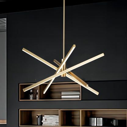 Lampadario a sospensione lineare Sputnik in alluminio moderno nero/oro a LED per soggiorno/sala da pranzo/cucina