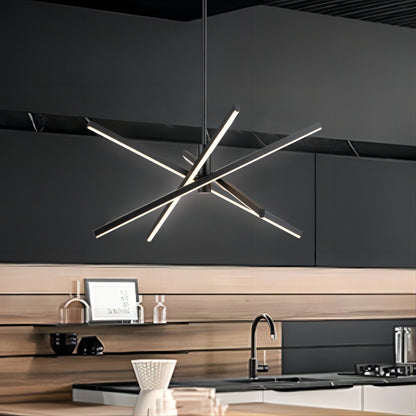 Lampadario a sospensione lineare Sputnik in alluminio moderno nero/oro a LED per soggiorno/sala da pranzo/cucina