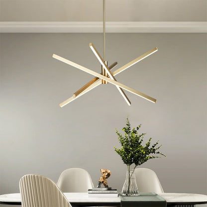Lampadario a sospensione lineare Sputnik in alluminio moderno nero/oro a LED per soggiorno/sala da pranzo/cucina