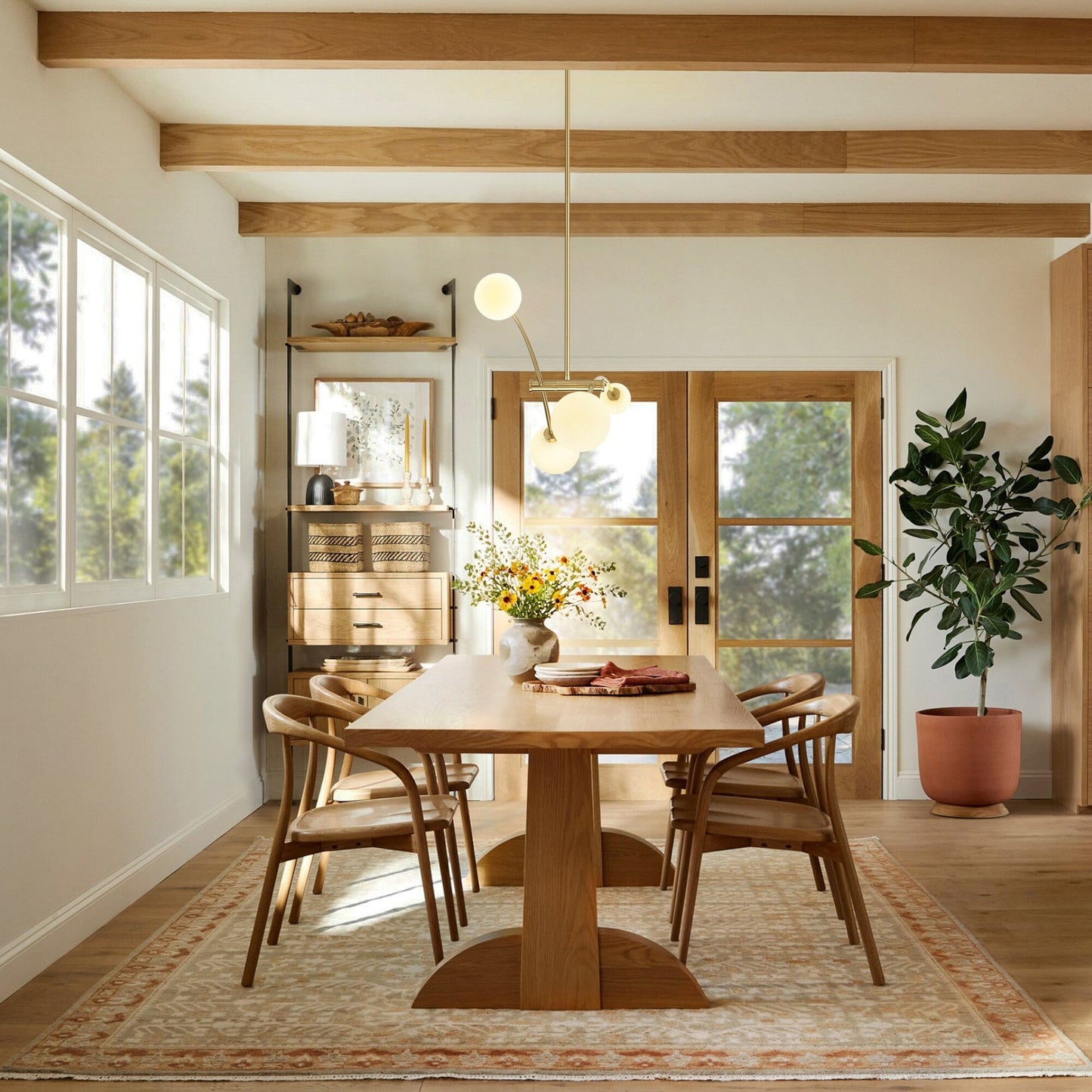 Lampada a sospensione lineare moderna Sputnik a 4 luci color oro/luce per sala da pranzo - 51,18 pollici di larghezza x 11,02 pollici di profondità x 5,91 pollici di altezza