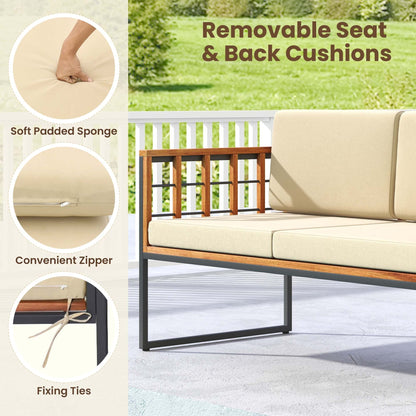 Set di 4 mobili da esterno in legno con morbidi cuscini