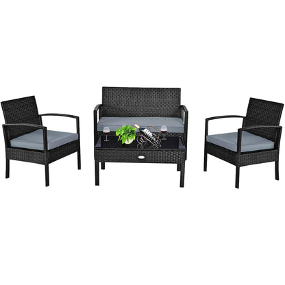Set di 4 mobili da giardino in rattan e vimini
