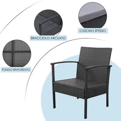 Set di 4 mobili da giardino in rattan e vimini