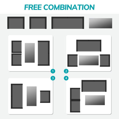 Set da conversazione in vimini per patio, 4 pezzi, divano, sedia e seduta in rattan