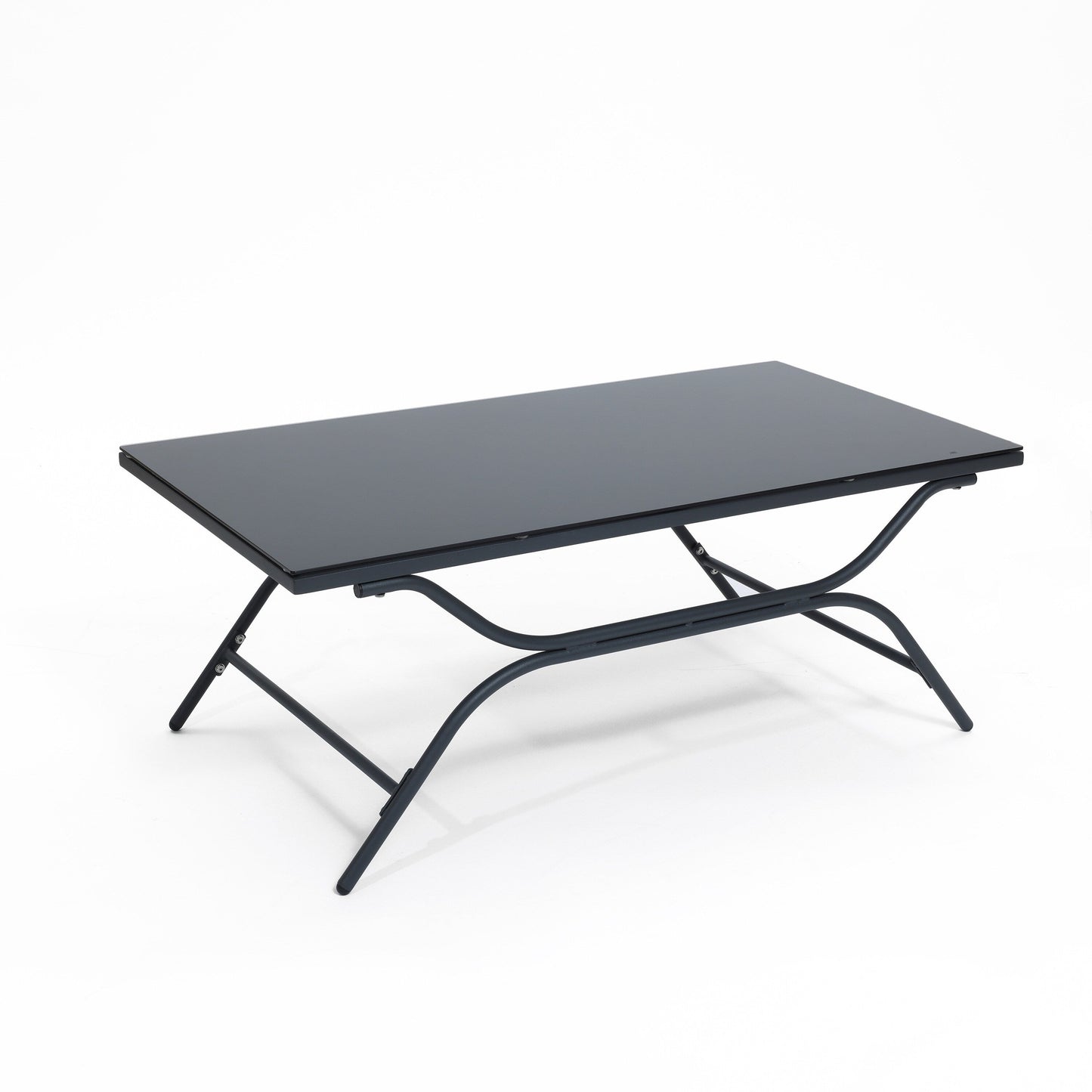 Set di mobili da esterno per patio in ferro grigio scuro da 4 pezzi con cuscini rimovibili