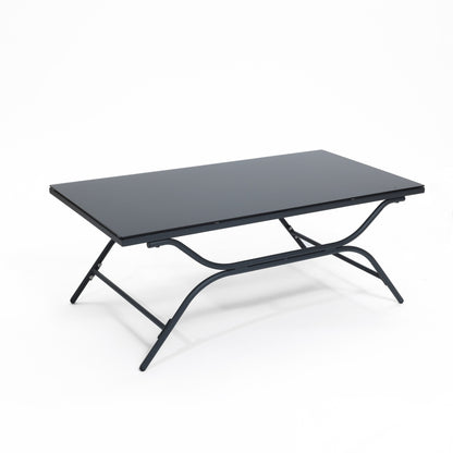 Set di mobili da esterno per patio in ferro grigio scuro da 4 pezzi con cuscini rimovibili