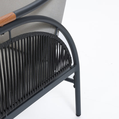 Set di mobili da esterno per patio in ferro grigio scuro da 4 pezzi con cuscini rimovibili