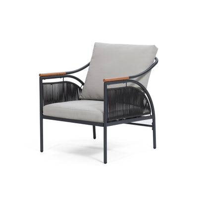 Set di mobili da esterno per patio in ferro grigio scuro da 4 pezzi con cuscini rimovibili