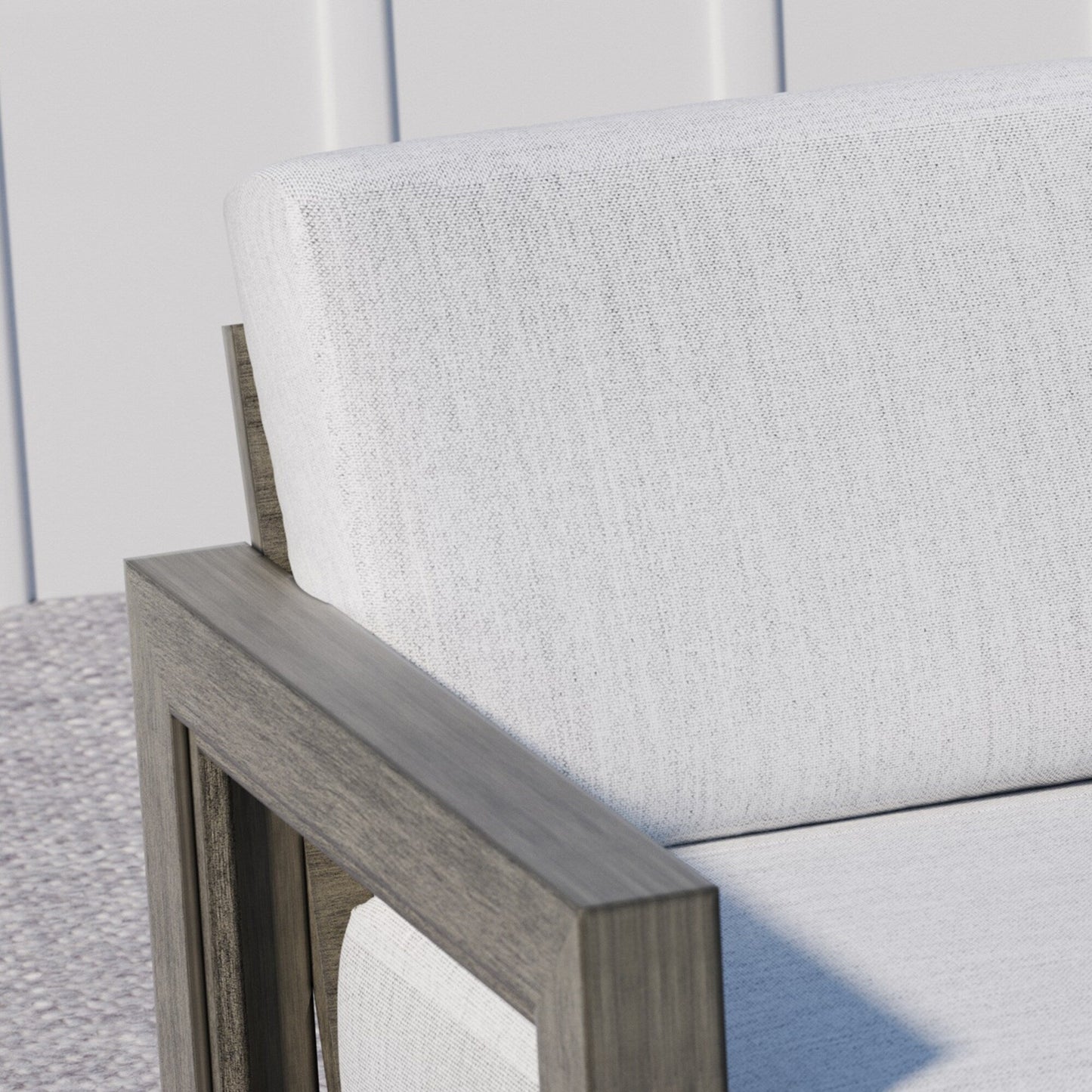 Set da conversazione in alluminio per 4 persone con sedie girevoli, struttura dipinta a mano e cuscini