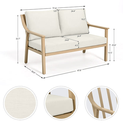 Set da conversazione in alluminio da 4 pezzi con tavolino e cuscini